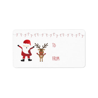 Cute Jultomten Reindeer Polkagrisars Red Adressetikett