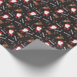 Cute Jultomten Rudolph Reindeer Mönster Presentpapper