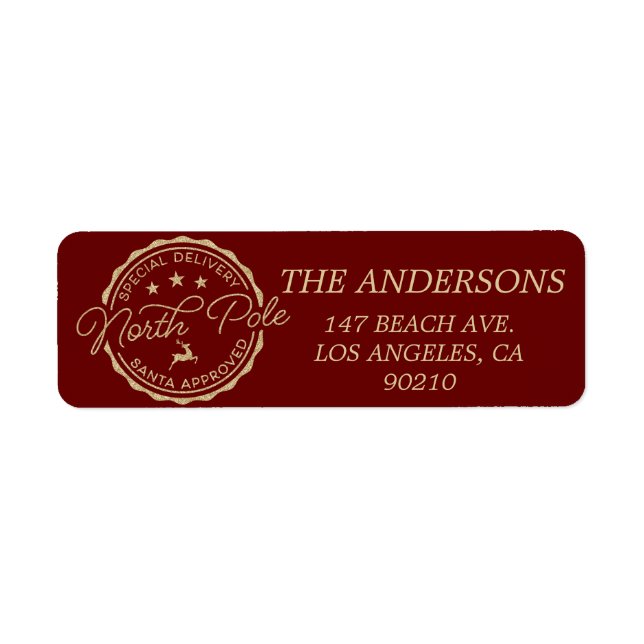 Cute Jultomten Seal North Pole Returadress Etikett (Framsidan)