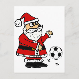 Cute Jultomten spelar Fotboll Juldag Tecknad Helg Vykort