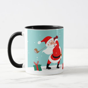 Cute Jultomten spelar golfillustration Mugg