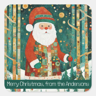 Cute Jultomten Sticker Fyrkantigt Klistermärke