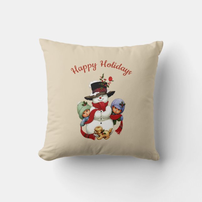 Cute-jultomter med Snögubbe Pillow Kudde (Framsida)