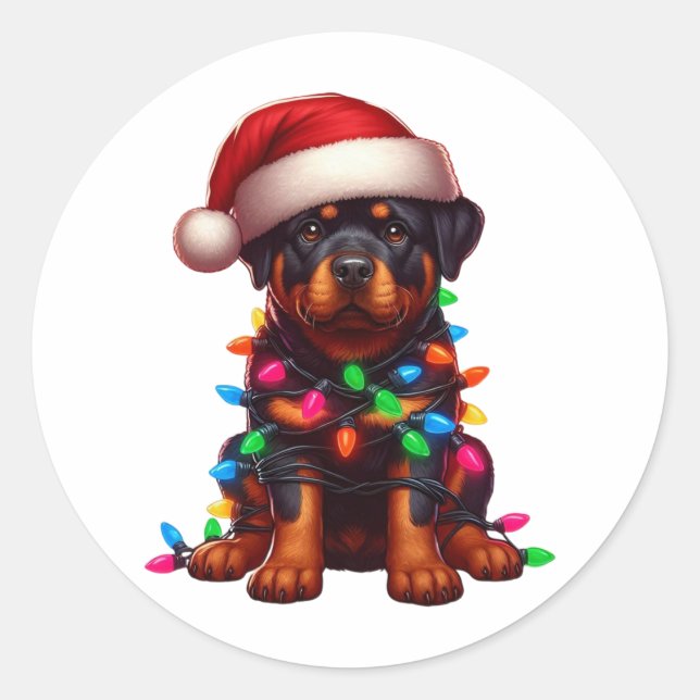 Cute jultomtweiler runt klistermärke (Framsida)