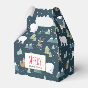 Cute Julvintern Djur i Rustic Mönster Presentaskar