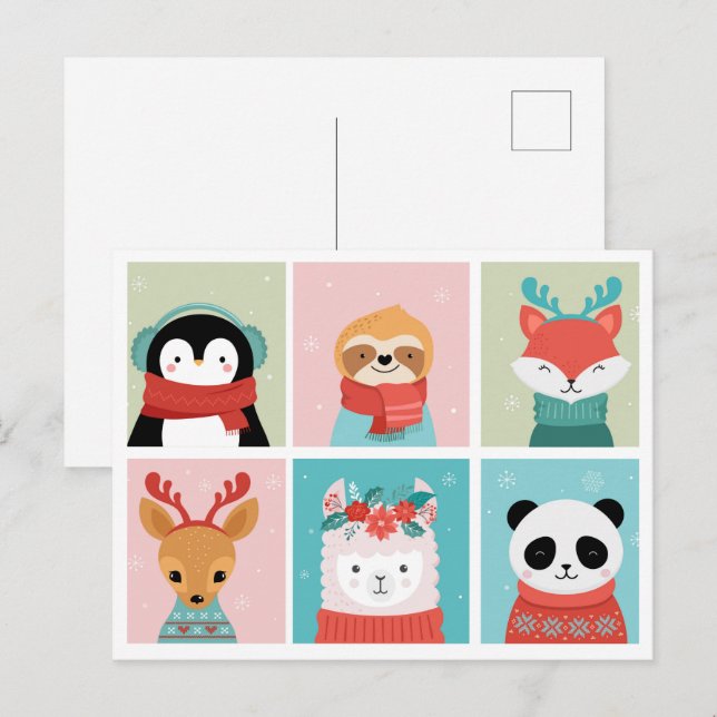 Cute julvykort vykort (Fram/baksida)