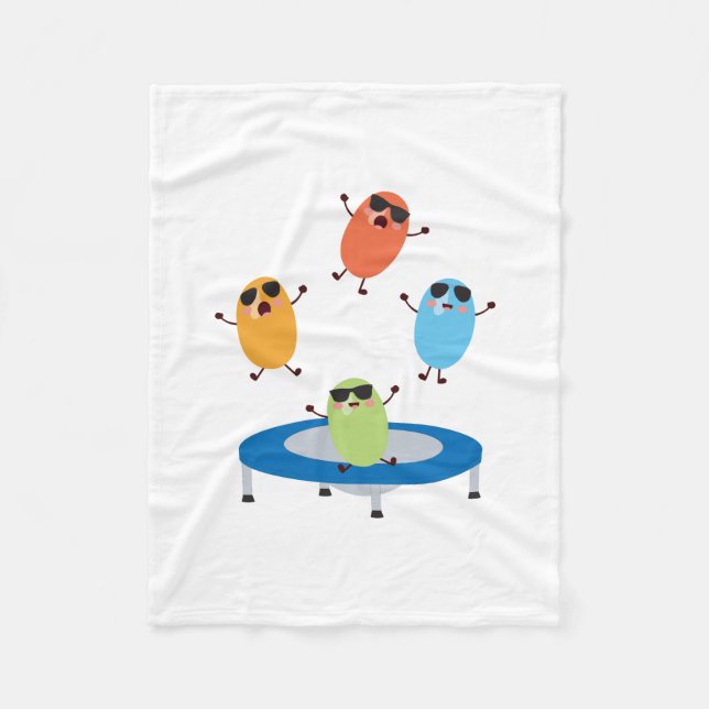 Cute Jumping Candy Beans Wearing Sunglasses Fleecefilt (Framsidan)