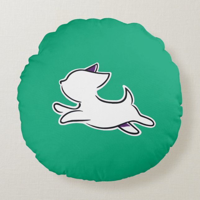 Cute Jumping Dog – Kids Rund Kudde (Framsidan)