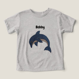 Cute Jumping Mörk blått White Dolphin T Shirt