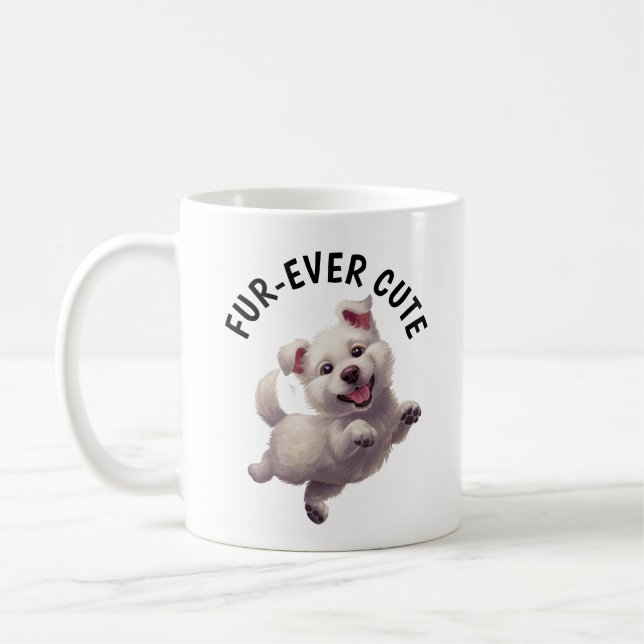 Cute Jumping Puppy Kaffemugg (Vänster)
