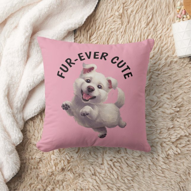 Cute Jumping Puppy Kudde (Filt)