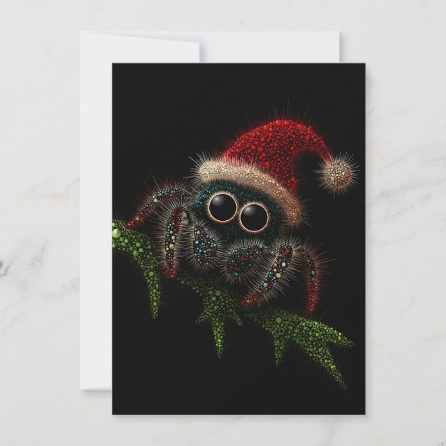 Cute Jumping Spider Christmas Cards Julkort (Framsida)