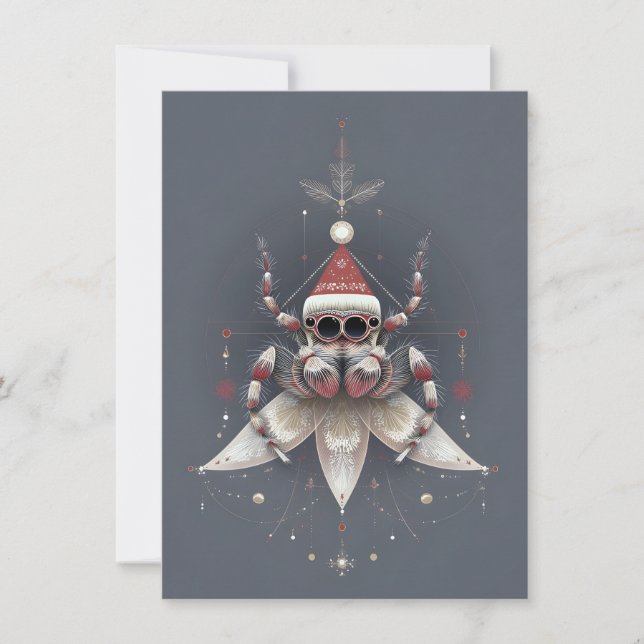 Cute Jumping Spider Christmas Cards Julkort (Framsida)