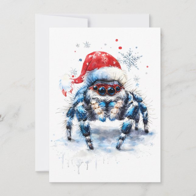 Cute Jumping Spider Christmas Cards Julkort (Framsida)
