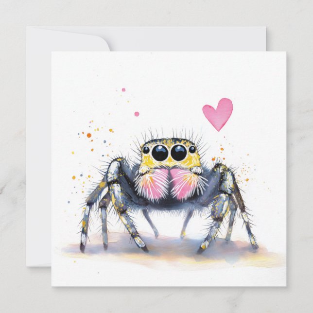 Cute Jumping Spider Greeting Card Julkort (Framsida)