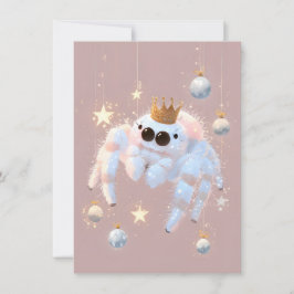 Cute Jumping Spider Pink Christmas Cards Julkort