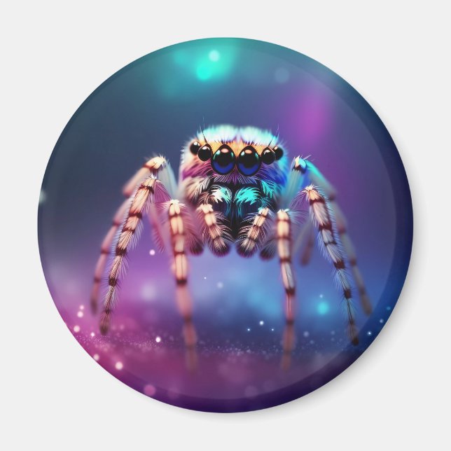 Cute Jumping Spider Vibrant Färg Magnet (Framsidan)
