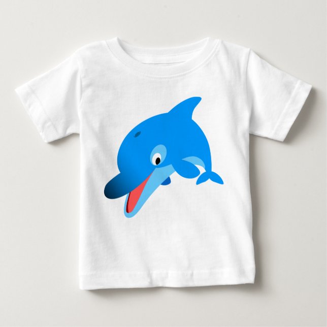 Cute Jumping Tecknad Dolphin Baby T-Shirt (Framsida)