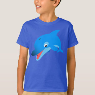 Cute Jumping Tecknad Dolphin Children T-Shirt