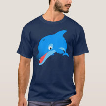 Cute Jumping Tecknad Dolphin T-Shirt