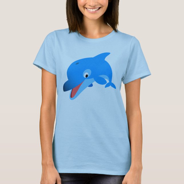 Cute Jumping Tecknad Dolphin Women T-Shirt (Framsida)