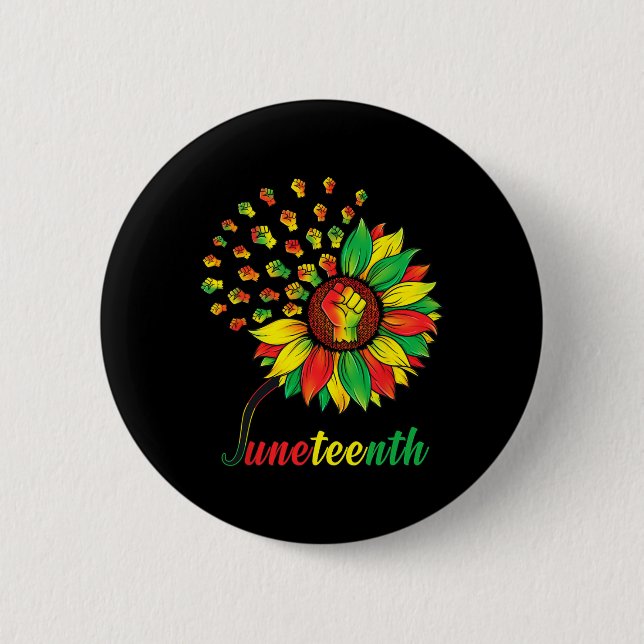 Cute Juneteonde Fist Solros Black African Ameri Knapp (Framsida)