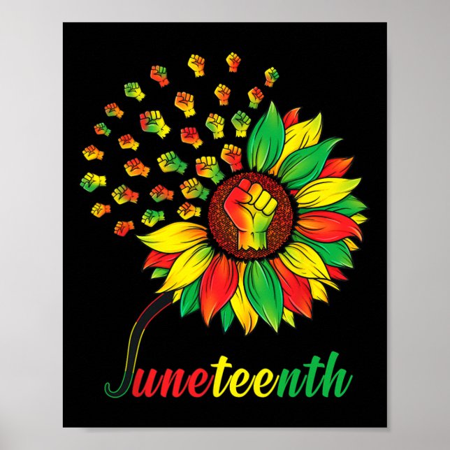 Cute Juneteonde Fist Solros Black African Ameri Poster (Framsidan)