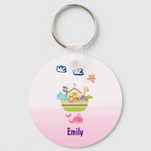 Cute Jungle Animal Ark med Butterfly och Whale Nyckelring