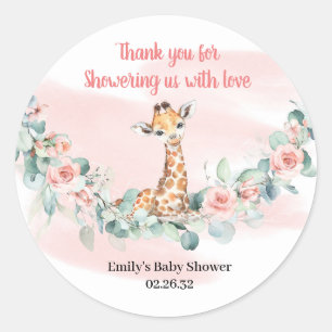Cute Jungle Animal giraffe Girl Baby Shower Runt Klistermärke