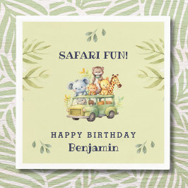 Cute Jungle Animal Kids Safari Birthday Pappersservett
