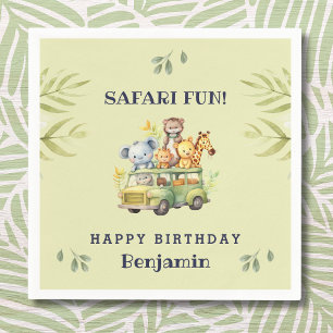 Cute Jungle Animal Kids Safari Birthday Pappersservett