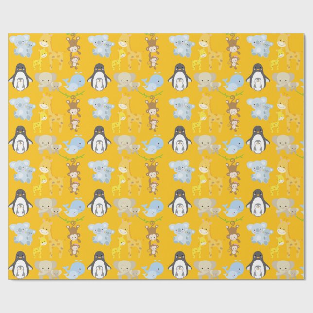 Cute Jungle Animal Wrapping Paper – Animals Presentpapper (Platt)