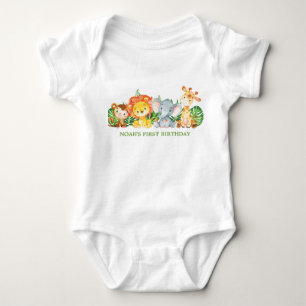 Cute Jungle Animals 1:a födelsedagen Party T Shirt