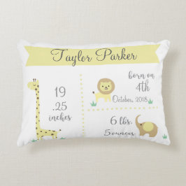 Cute Jungle Animals Baby Announcement Pillow Prydnadskudde