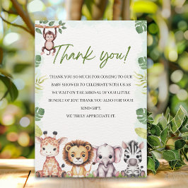 Cute Jungle Animals Baby Shower Boy Tack Kort