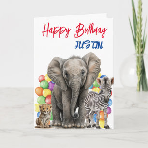 Cute Jungle Animals Birthday Personlig Kort