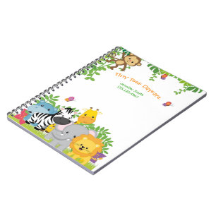 Cute Jungle Animals Child Daycare Business Anteckningsbok