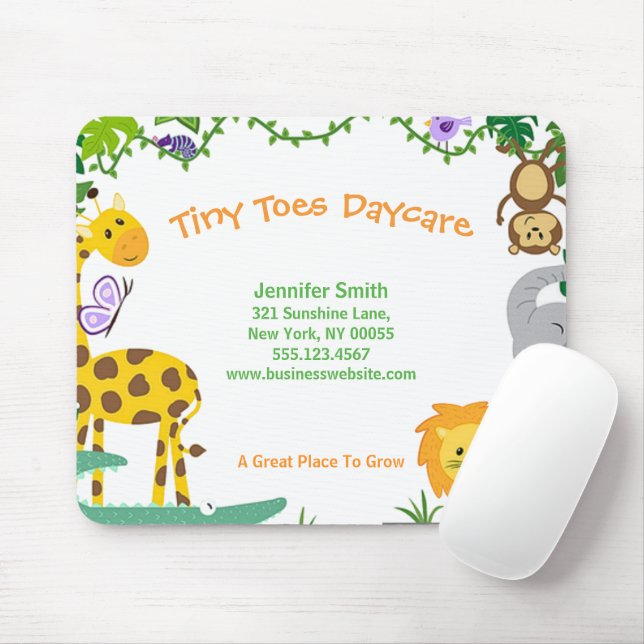 Cute Jungle Animals Child Daycare Business Musmatta (Med mus)