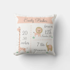 Cute Jungle Animals Flicka Announcement Pillow Kudde