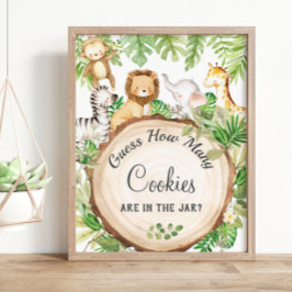 Cute Jungle Animals gissar hur många cookies-spel Poster