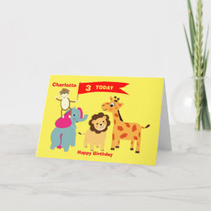 Cute Jungle Animals Grattis på födelsedagen Person Kort