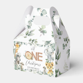 Cute Jungle Animals Greenery Boy 1:a födelsedagen Presentaskar