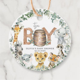 Cute Jungle Animals Greenery Boy Shower Gåvor Etiketter