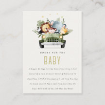 Cute Jungle Animals in Car Bokar for Baby Shower