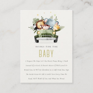 Cute Jungle Animals in Car Bokar for Baby Shower Tilläggskort