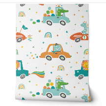 Cute Jungle Animals in Cars with regnbows