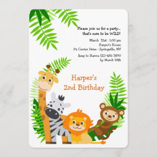 Cute Jungle Animals-inbjudan Inbjudningar