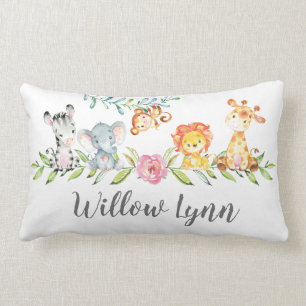 Cute Jungle Animals Nursery Pillow Lumbarkudde