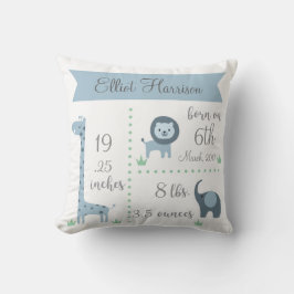 Cute Jungle Animals Pojke Announcement Pillow Kudde