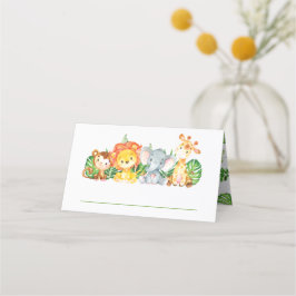 Cute Jungle Animals Safari 1:a födelsedagsgrey Placeringskort